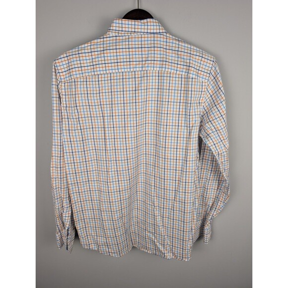Johnston & Murphy Button Down Shirt Men's M Plaid Orange Blue Long Sleeve Preppy - Picture 7 of 12